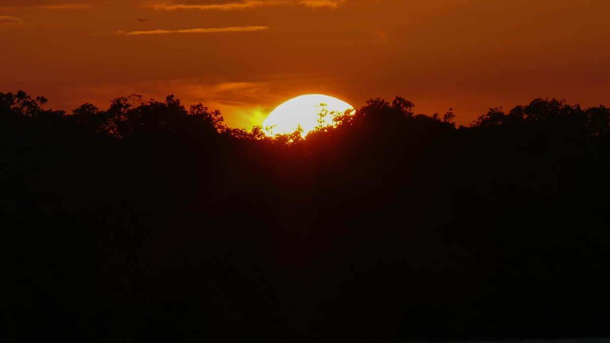 Sunset over the Commewijne River in Suriname