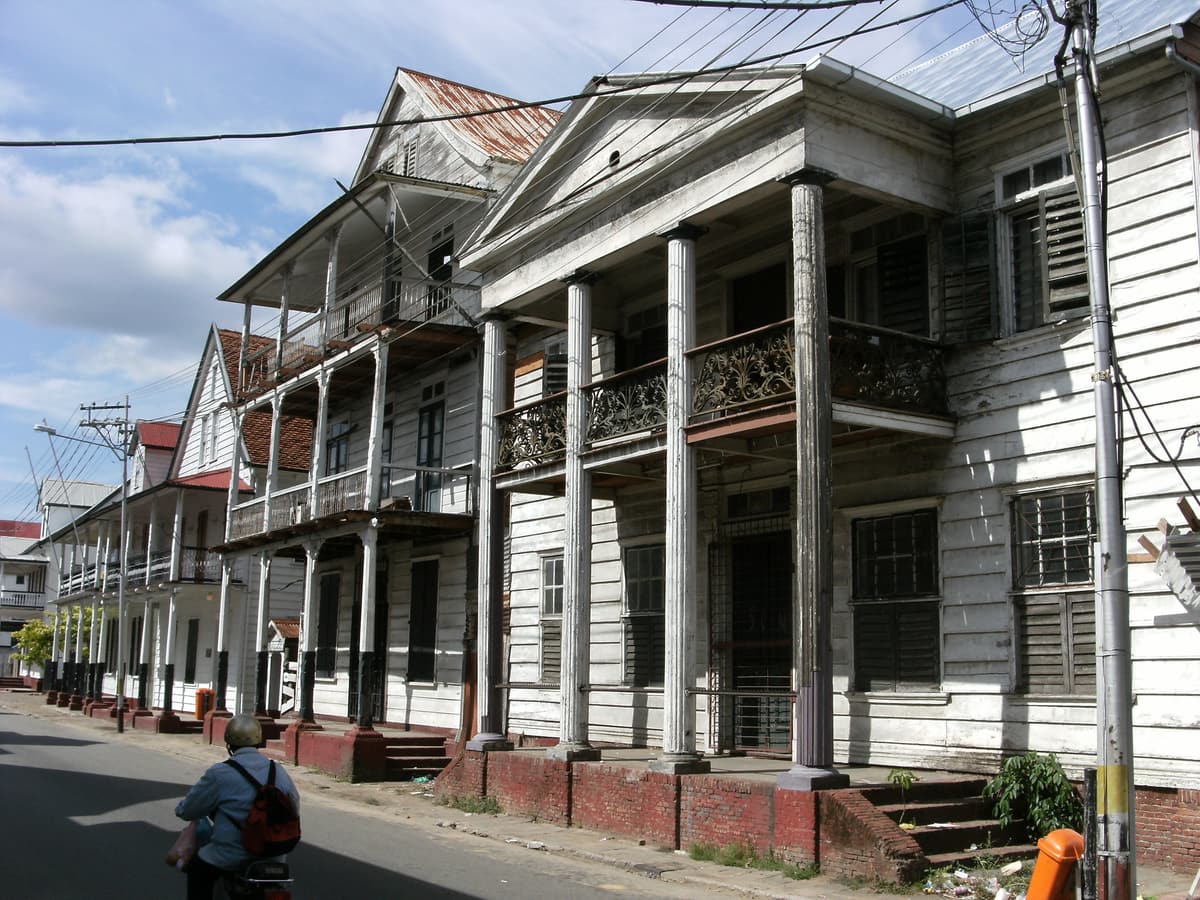 Traditional white wooden houses in the centre of Paramaribo